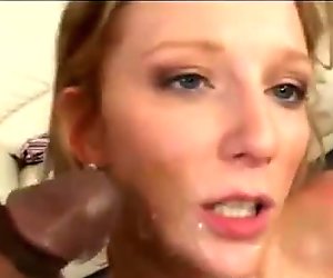 Nasty hottie Alexa Lynn getss cummed on her face after a hot interracial action