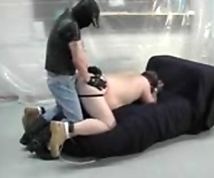 Chubby guy gets bound and ass banged