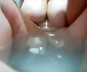 Busty GirlFriend jerks cock in bathtub