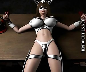 Hottie 3D hentai slave gets tied up